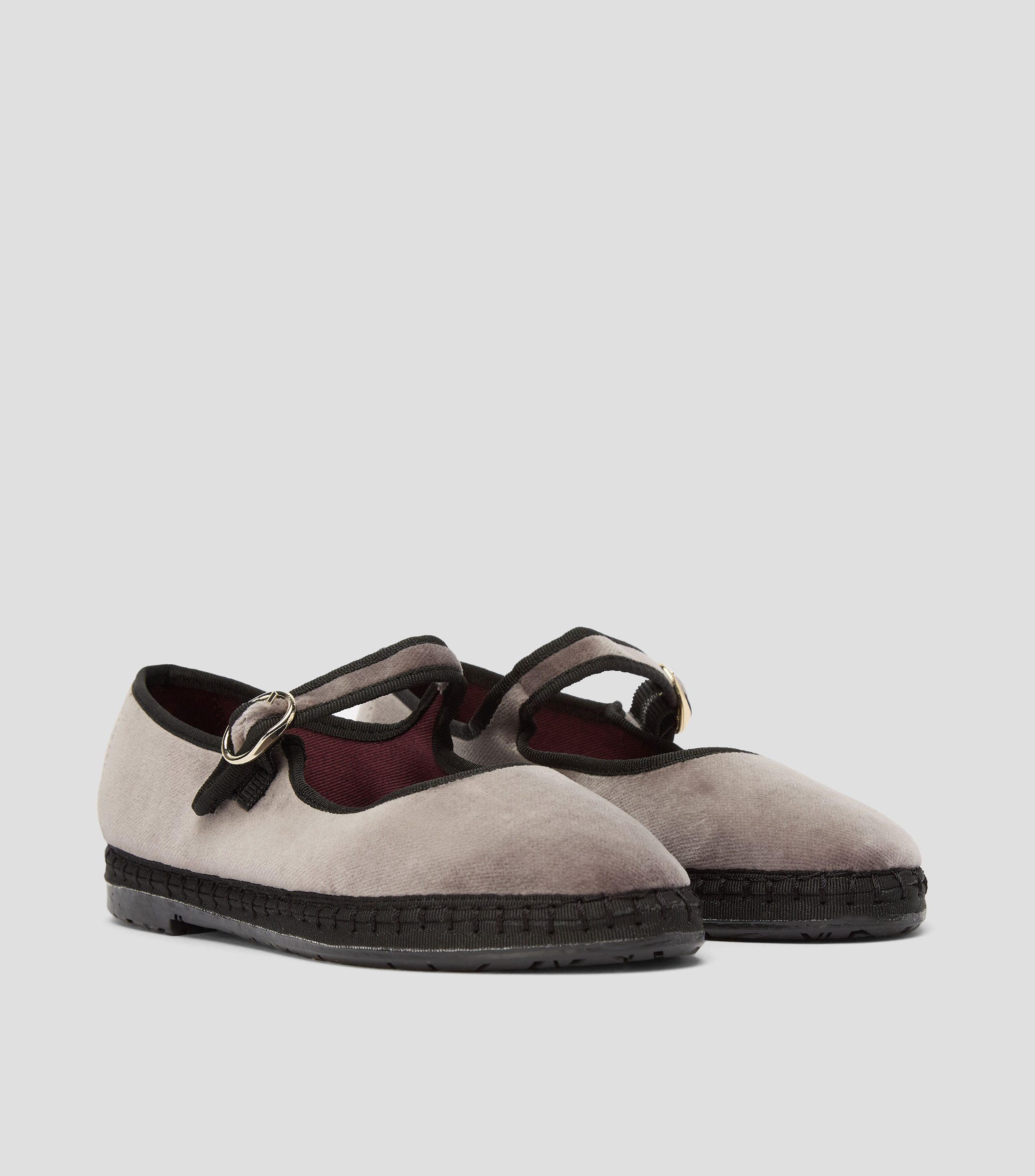Flats Brida terciopelo Mujer